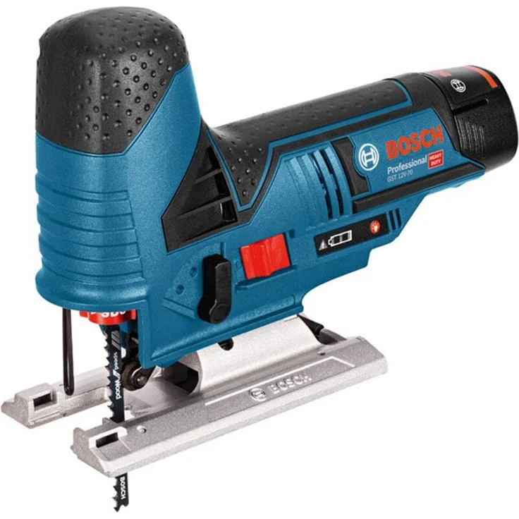 Bosch Professional 12V System Akku Stichsäge GST 12V-70 (2x Sägeblatt, Gleitschuh, Spanreißschutz, Schnitttiefe in Holz: 70 mm, 2x 3.0Ah Akkus und Ladegerät, in L-Boxx) – Bild 2