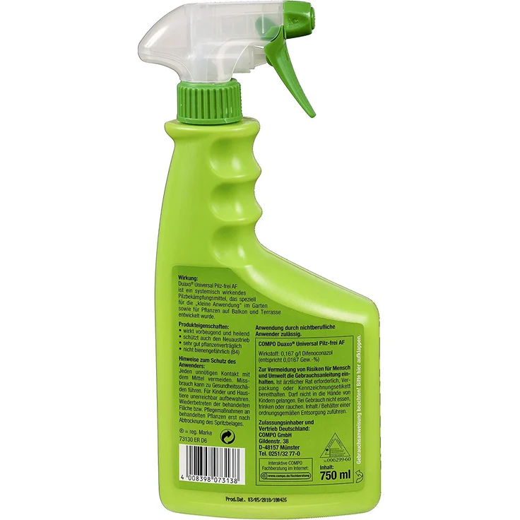 COMPO Duaxo Universal Pilz AF 750ml Bekämpfung von Pilzkrankheiten an Zierpflanzen, Gemüse und Kräutern, Anwendungsfertig – Bild 2