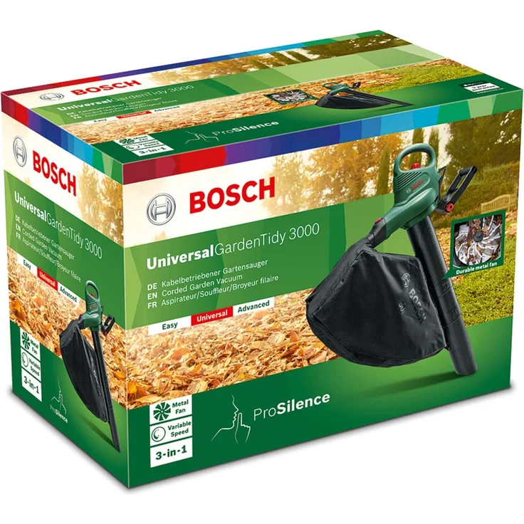 Bosch elektrischer Laubsauger/Laubbläser UniversalGardenTidy 3000 (3000 W, Fangsack 50 l, stufenlose Drehzahleinstellung, zum Blasen, Saugen und Häckseln von Laub, im Karton) – Bild 4