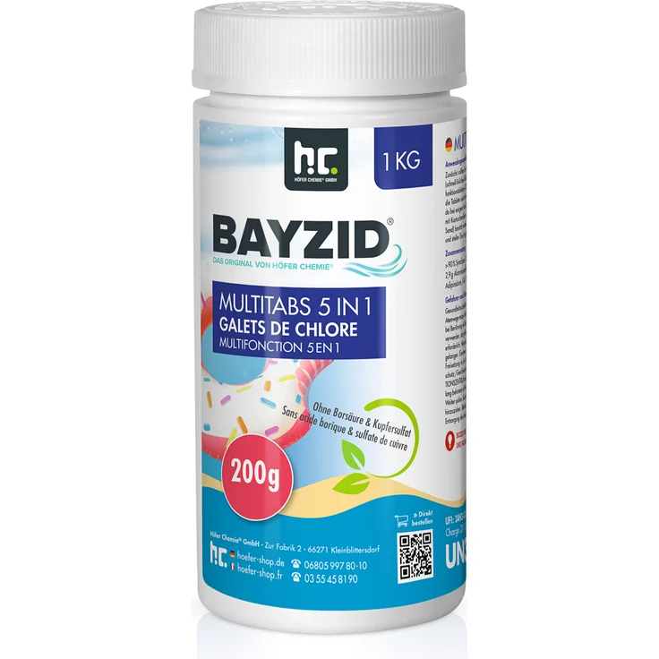 1 x 1 kg BAYZID Multitabs 200g 5in1 für Pools – Bild 1