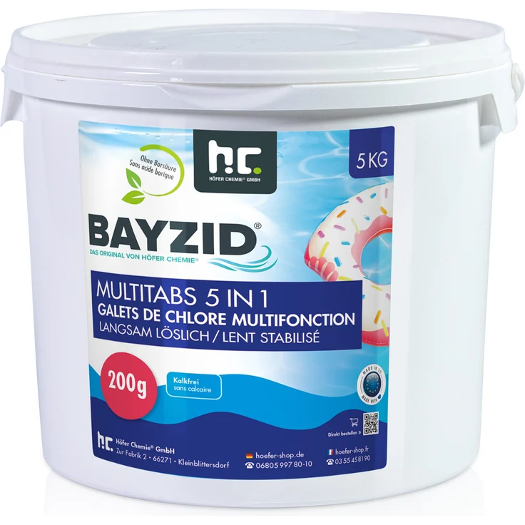 4 x 5 kg BAYZID Multitabs 200g 5in1 für Pools – Bild 1