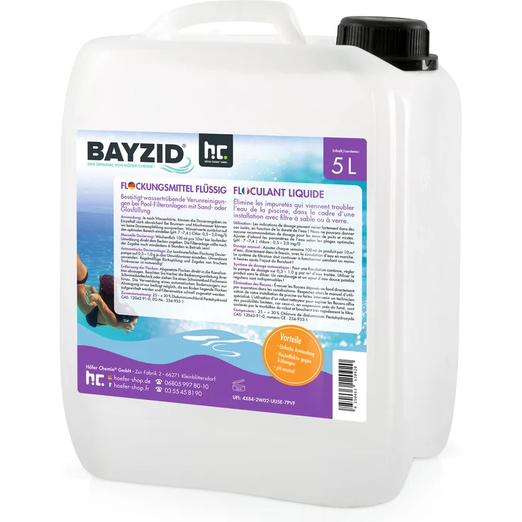 1 x 5 Liter Flockungsmittel BAYZID flüssig in 5 L Kanistern