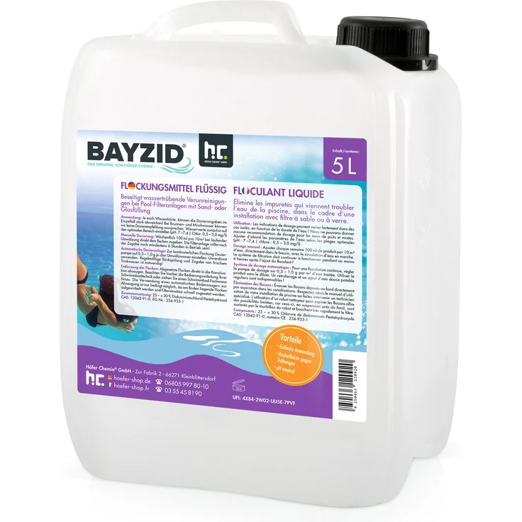 1 x 5 Liter Flockungsmittel BAYZID flüssig in 5 L Kanistern