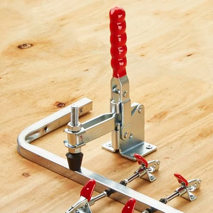SO-TECH Kniehebelspanner Kniehebelklemme, Haltekraft bis 340 kg, verzinkt, 4 Stück, rot – Bild 3