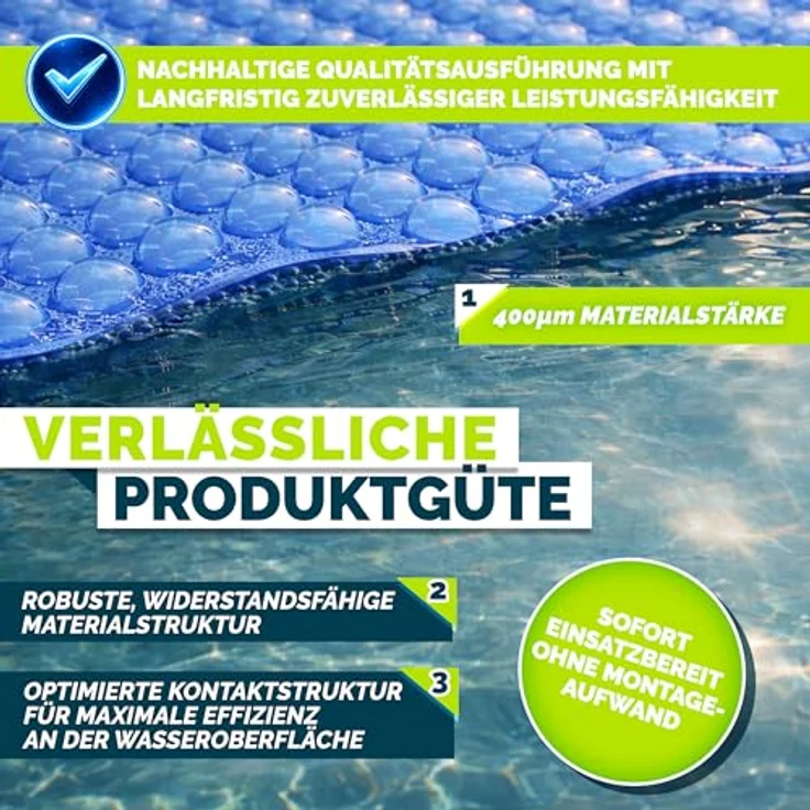 tillvex® Premium Pool Solarabdeckplane 400 µm Rund 488 cm | Solarfolie Wärmeplane zuschneidbar | Poolheizung Poolsolarplane für Wassererwärmung – Bild 6