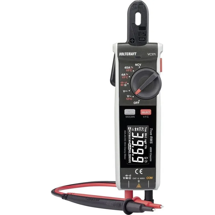 VOLTCRAFT Multimeter VC371 Stromzange AC/DC, Kontrastreiches Display mit True RMS Echt-Effektivwertmessung