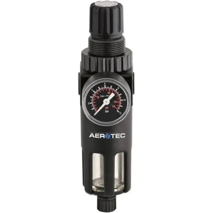 Aerotec Filter Druckregler FX 3230, Wasserabscheider 10 Mikron, einstellbar 0-10 bar, 6000 L/Min Volumenstrom, universell passend – Bild 2