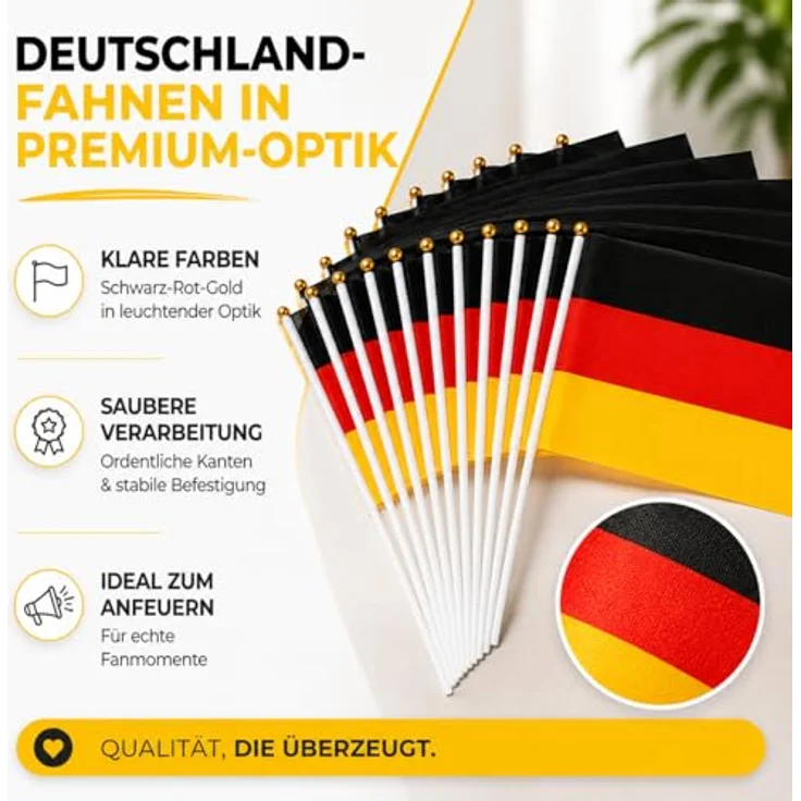 TK Gruppe Timo Klingler 24x Handfahne 40 cm, Deutschland Flagge in Schwarz-Rot-Gelb, ideal für Fußballpartys und Dekoration für WM 2026 – Bild 2