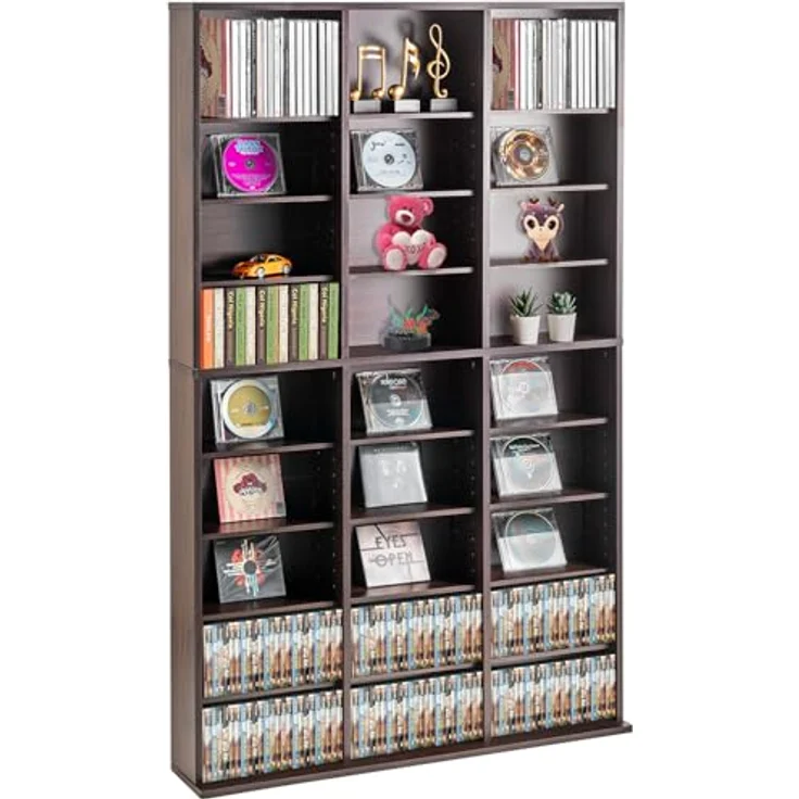 VEVOR Medienaufbewahrungsschrank, 9-lagiges DVD-Regal mit 756 CD-Kapazität, verstellbare Regale und stabile Konstruktion, vielseitig für Musik, Filme und Erinnerungen – Bild 1