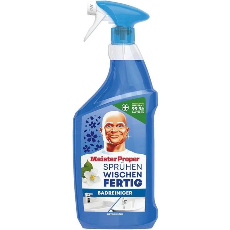 MEISTER PROPER Sprühen-Wischen-Fertig Badreiniger, antibakterielles Spray mit Blütenfrische, 800 ml