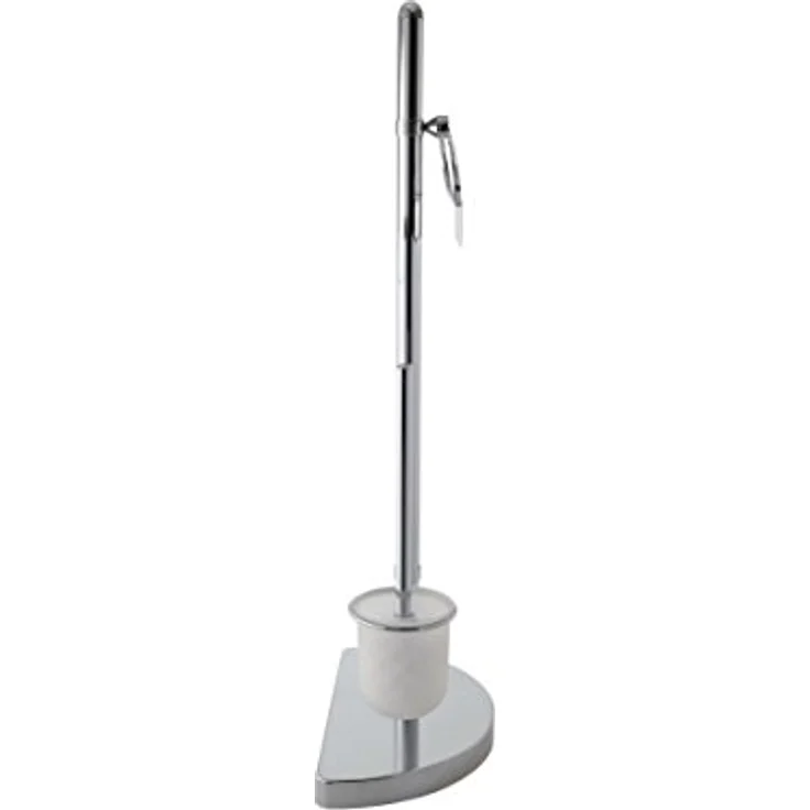 axentia WC-Garnitur Lianos aus Chrom - Toilettenpapierhalter, Toilettenbürste & Klobürstenhalter stehend - WC Bürstengarnitur ohne Bohren - WC-Ständer und Bürste verchromt – Bild 2