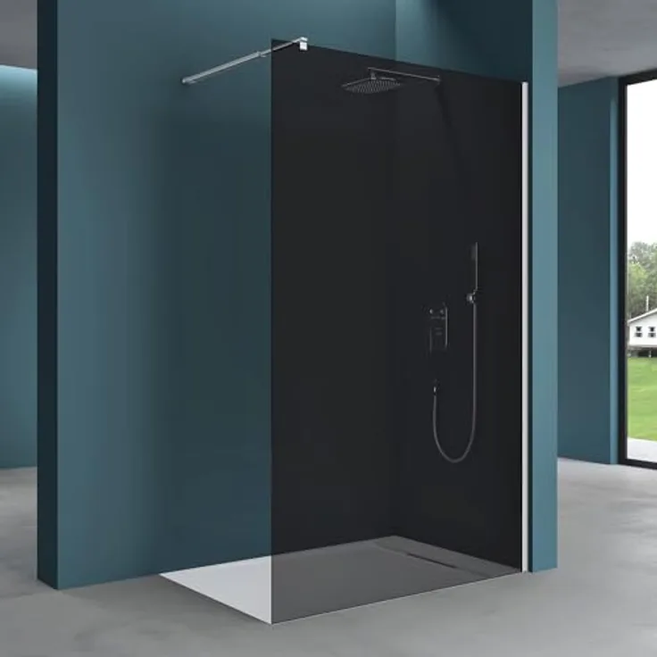 Mai & Mai Duschabtrennung Bremen2VG, Walk-In Duschwand 80x200cm aus 10mm ESG-Sicherheitsglas mit NANO-Beschichtung, vollflächig grau