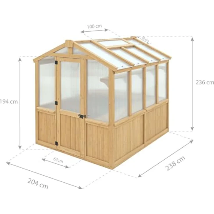 Westmann Holz Gewächshaus | Braun | 238x204x239 cm – Bild 8