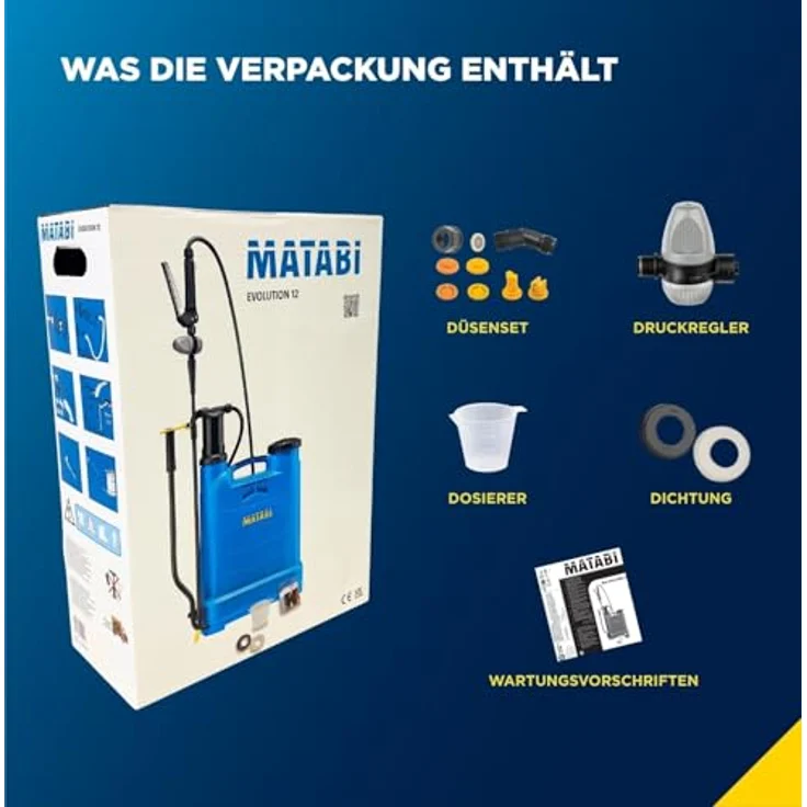 Matabi Evolution 12, Manueller Sprüher mit 12L Edelstahltank, vielseitigen Düsen und ergonomischem Design, Blau – Bild 5