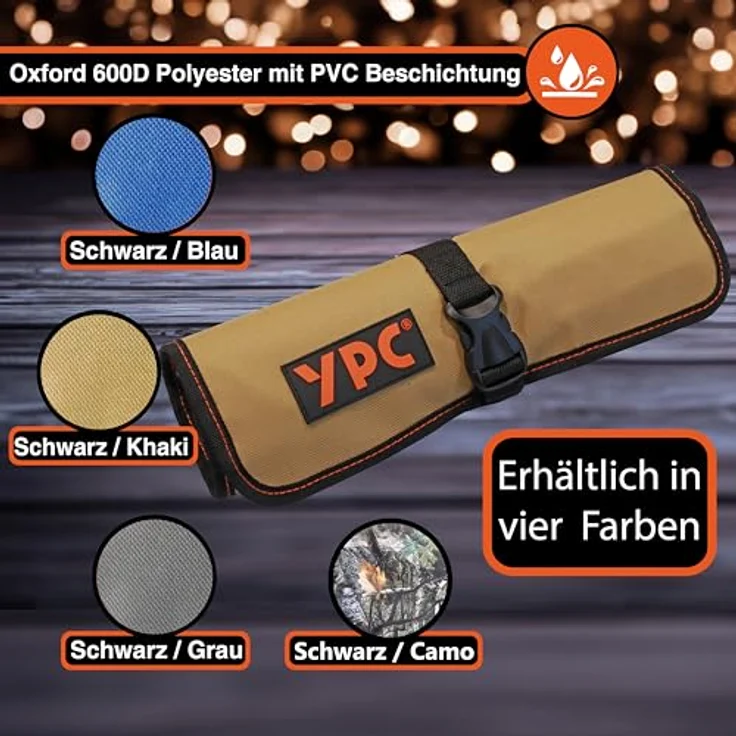 YPC VarioRoll L, Werkzeugtasche rollbar 45x32cm, 10 Steckfächer, 4 Halteschlaufen, wasserfestes Oxford 600D Polyester – Bild 5