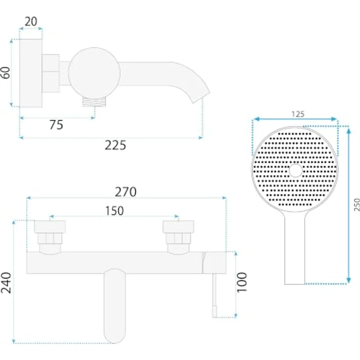 wohnwerk.idee Wannenarmatur Badewanne, Handbrause Set in Titan, Schwarz und Chrom Matt, moderne Gestaltung mit langlebiger Keramikkartusche – Bild 8