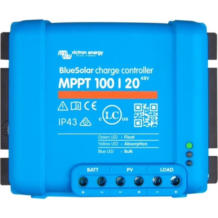 Victron Energy Solarladeregler Victron BlueSolar MPPT 100/20 Solarladeregler 12V/24V/48V 20A, effizient mit IP43 Schutzklasse