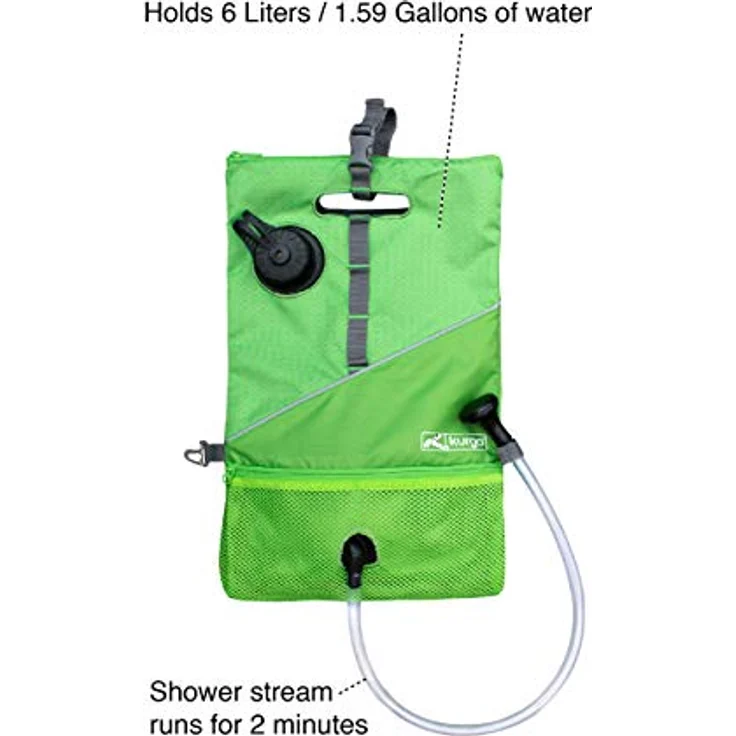 Kurgo Hunde-Dusche für unterwegs, Tragbarer Wassertank mit Duschkopf, Zum Waschen von schlammigen Pfoten, 6 L Kapazität, Grün – Bild 2