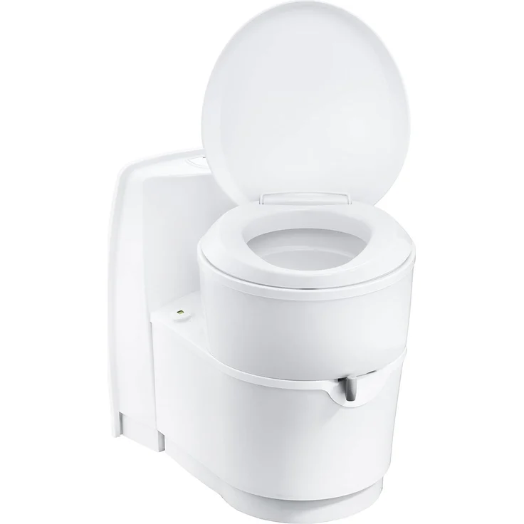Thetford C220, Kassettentoilette mit integriertem Bidet, 18 l Abwassertank, schwarze Oberfläche, elektrisch betriebene Spülung