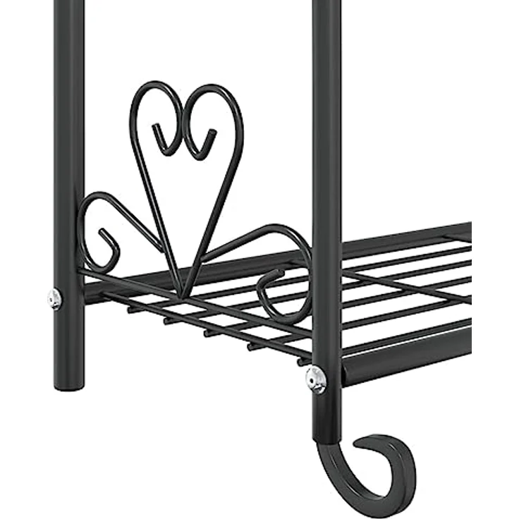 vidaXL Blumenständer Blumenregal Schwarz 56x30x96 cm Stahl, Pulverbeschichteter Stahl mit 3 Ablagen – Bild 6