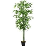 vidaXL Bambusbaum Künstlich, Kunstpflanze mit 576 Blättern, Dekobaum für Innen Außen, Grün 150 cm