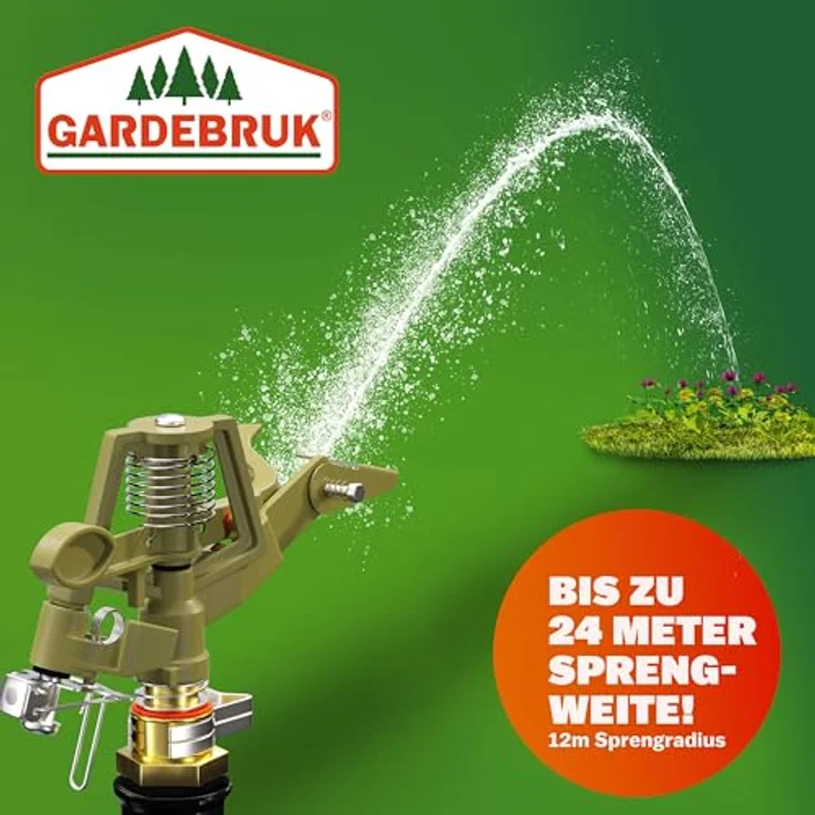 Deuba Rasensprenger Teleskopstativ Höhe bis 120cm Bewässerungsweite bis zu 27m 360° Sprühaufsatz Impulsregner Sprinkler Kreisregner – Bild 6
