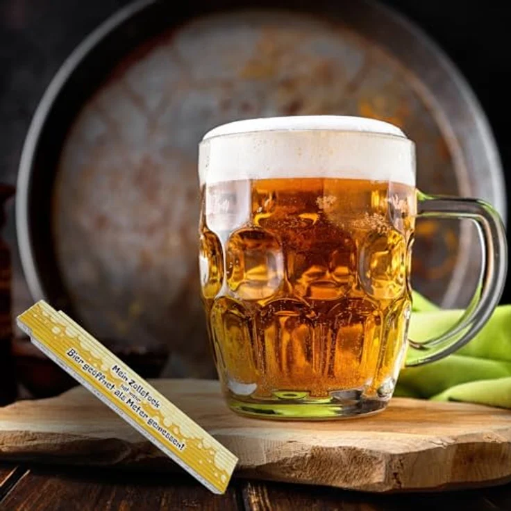 speecheese Meterstab aus Holz mit Biermotiv, witziges Geschenk für Bauarbeiter, 24x3,5 cm, 10 Gelenke, Spruch: „Mehr Bier geöffnet als Meter gemessen“ – Bild 4