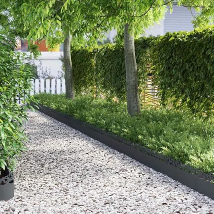 vidaXL Rasenkanten, 30er Set Anthrazit, 103 x 0,05 x 22 cm, langlebige Stahl-Garten- und Terrassenumrandung, Metallrasenbarriere für Außenbegrenzungen und Wege – Bild 2