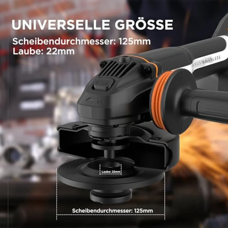 Litheli Akku-Winkelschleifer 20 V inkl. Akku 4 Ah, mit Litheli DynaDrive Brushless Motor, Dual-Speed-Modus und Litheli ProGrip, schwarz – Bild 3