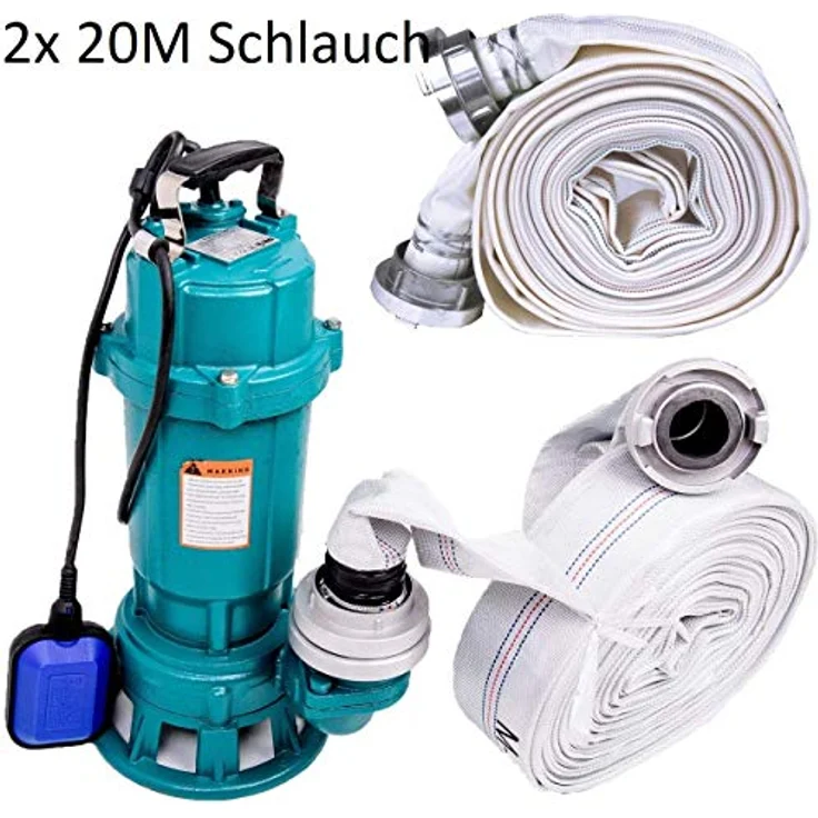 IBO Fäkalienpumpe Tauchpumpe Schmutzwasserpumpe mit Schneidwerk 1100 Watt 2" Anschluss 230V/50Hz 9,5m Kabellänge 18000 L/h. - IBO Profi Schmutzwasserpumpe mit Schneidwerk, 300 L/min, blau – Bild 2