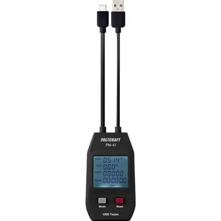 VOLTCRAFT Multimeter USB Typ-A & Typ-C Tester Dual, Spannungsprüfer mit Leistungs-, Strom- und Kapazitätsmessung