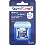 SensiDent Zahnband extra gleitfähig, Gewachstes Zahnband mit Fluorid & Minzgeschmack, Schonende Plaque-Entfernung, 50 m