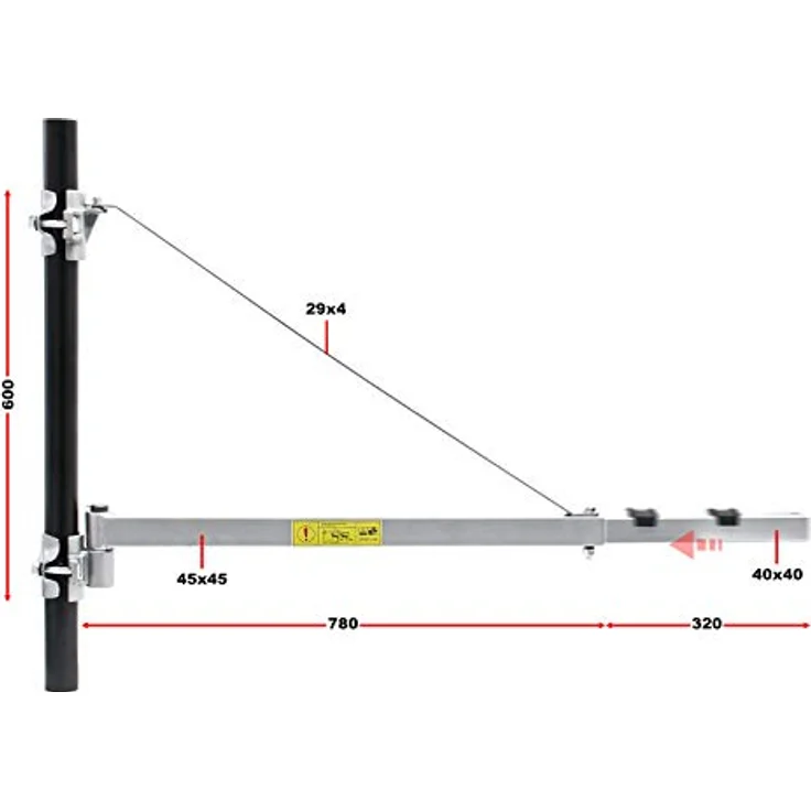 Schwenkarm Halterung Seilzug 600kg 110cm Seilwinde Seilhebezug Halterung Träger – Bild 3