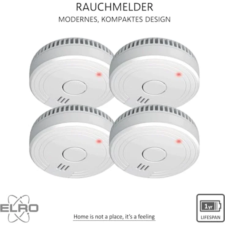ELRO Rauchmelderset DIN 14604 mit 1-Jahres Batterie - 4x Brandschutz Detektoren – Bild 3