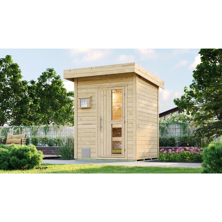 Weka Saunahaus 'Naantali' natur mit 9 kW OS-Ofenset, externe Steuerung 186,6 x 186,6 x 253, Gartensauna inkl. 7,5 kW OS-Ofenset und isolierter Tür