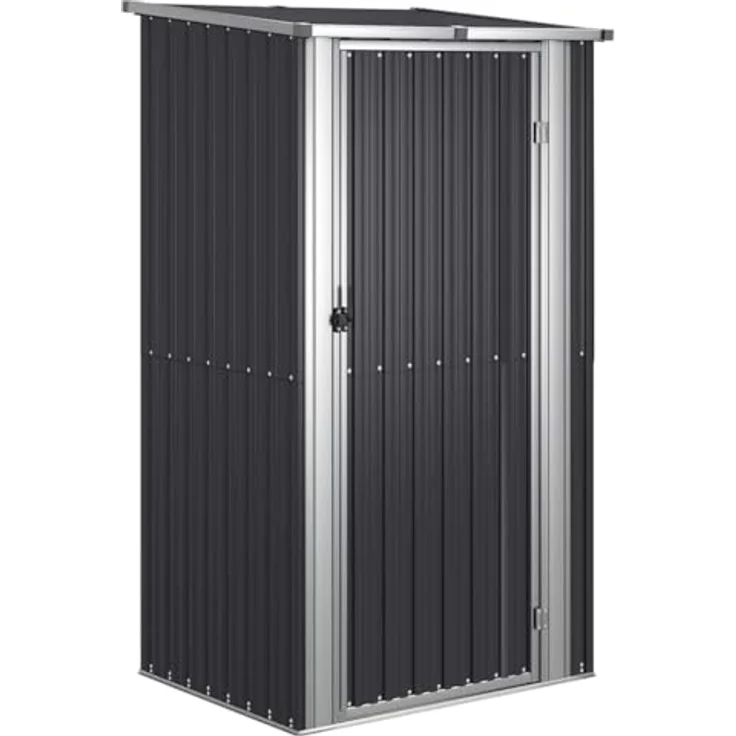 vidaXL Geräteschuppen Anthrazit 118,5x97x209,5 cm Verzinkter Stahl, Schrägdach, Abschließbare Tür – Bild 1
