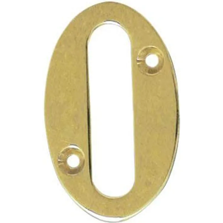 Amig | Nummer 0 aus poliertem Messing zum Schrauben im Innen- und Außenbereich | Maße: 50 mm | Perfekt für Toren, Wände oder Fassaden | Gold-Finish