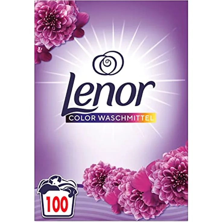 Lenor Farbe Waschmittel Pulver, Amethyst Blütentraum, 100 Waschladungen, 6.5kg