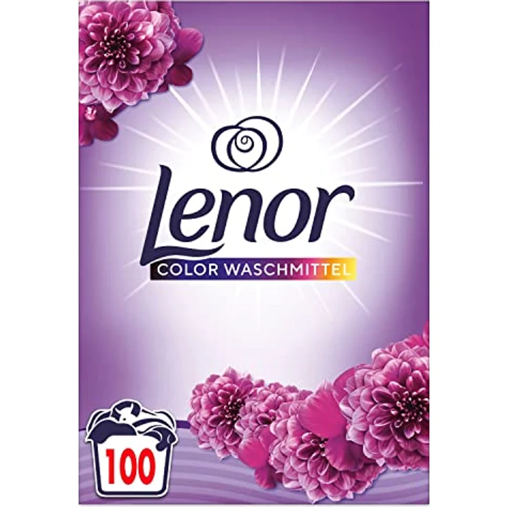 Lenor Farbe Waschmittel Pulver, Amethyst Blütentraum, 100 Waschladungen, 6.5kg – Bild 1