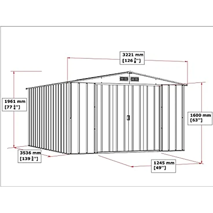 Duramax ECO 10 x 12 (11.03 m²) Metallgerätehaus, feuerverzinktes Metall gerätehaus - Geräteschuppen, verstärkte Dachkonstruktion, wartungsfreier und wetterfester Metallschuppen, Anthrazit – Bild 3