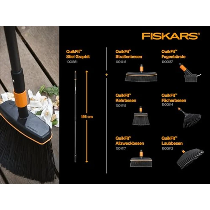 Fiskars Laubbesen, Werkzeugkopf, 25 Zinken, Breite: 50 cm, Kunststoff-Zinken, Schwarz-Orange, QuikFit, 1000642 – Bild 6