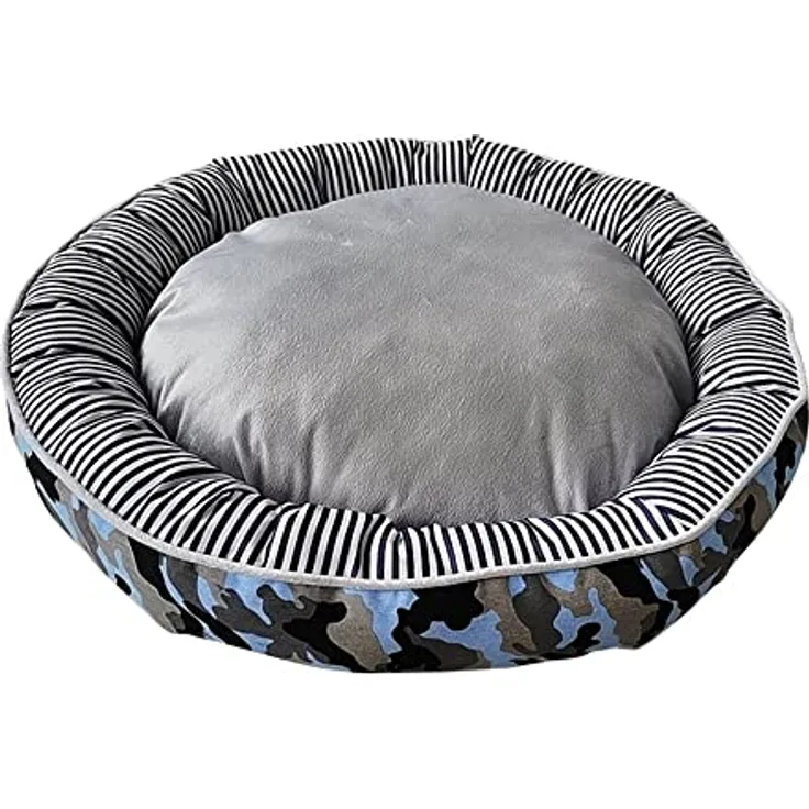 Nobby 62827 Komfortbett Donut Classic Elio, blau Camouflage, Ø 110 x 35 cm, waschbar bis 30°C, mit Anti-Rutsch und Mikrofaserfüllung