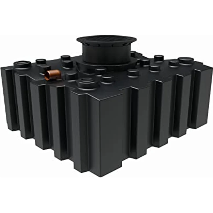 GreenLife Regenwasser-Flachtank 3.000 l mit Ausgleichsdom und begehbarer Abdeckung Erdtank Wasserspeicher, biologische Basis, 220 x 197,5 x 124 - 144 cm, 130 Kg, grün – Bild 1