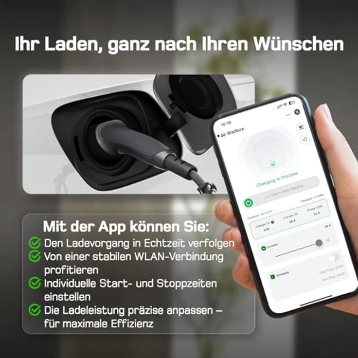 dé 11kW Portable Charger, tragbares EV-Ladegerät mit 7m Type 2 Kabel, App-Steuerung und einstellbarem Strom – Bild 2