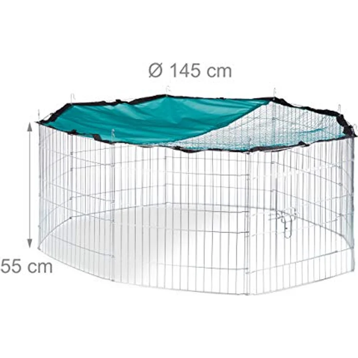Relaxdays Freilaufgehege Netz-Abdeckung, Gehege für Kleintiere in XL, mit Sonnensegel, beige – Bild 4
