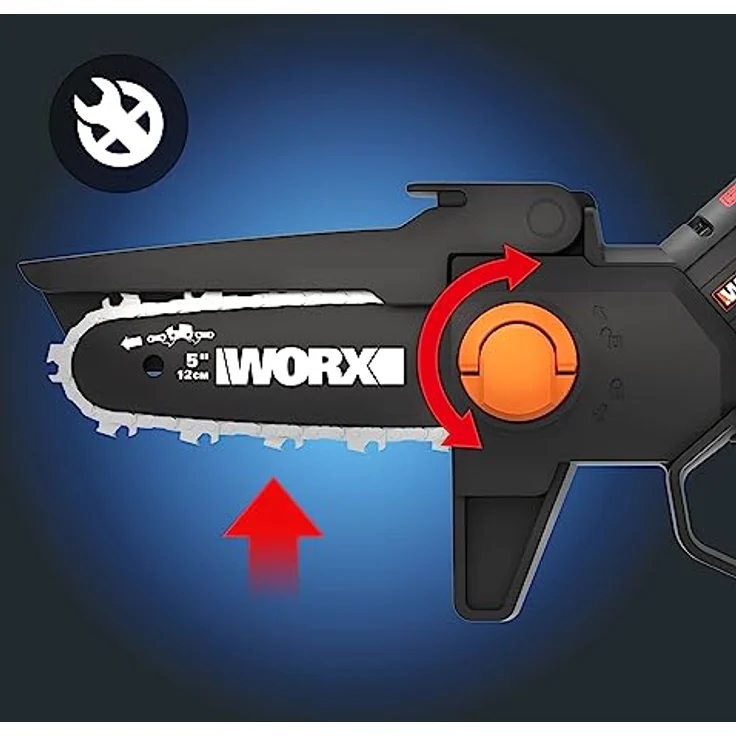 WORX WG325E NITRO Profi Mini Kettensäge 20V - Einhand Kettensäge - leistungsstarke bürstenloser Motor - 12cm Schwertlänge - leicht & kompakt - automatische Kettenschmierung -inkl. 2Ah Akku & Ladegerät – Bild 5