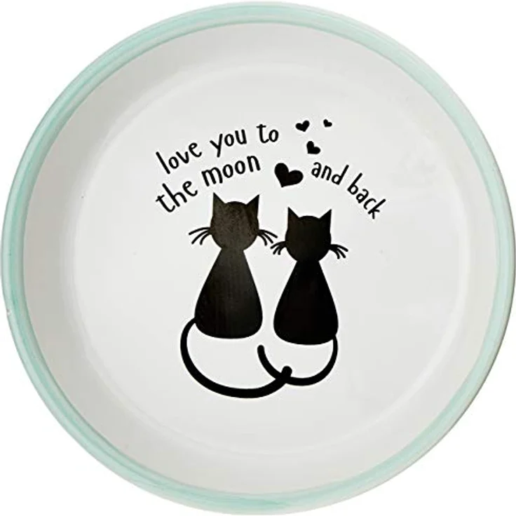 Karlie Napf Keramik, handbemalt 200 ml ø: 16 cm Motiv Katze & Mond, blau – Bild 2