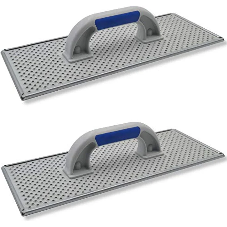 2er Set DEWEPRO® WDVS + Porenbeton Schleifbrett - Raspelbrett mit verzinktem Stahlblech-Raspelbelag - 380x160mm - Egalisierungsbrett - Handschleifer - WDVS-Schleifer – Bild 1