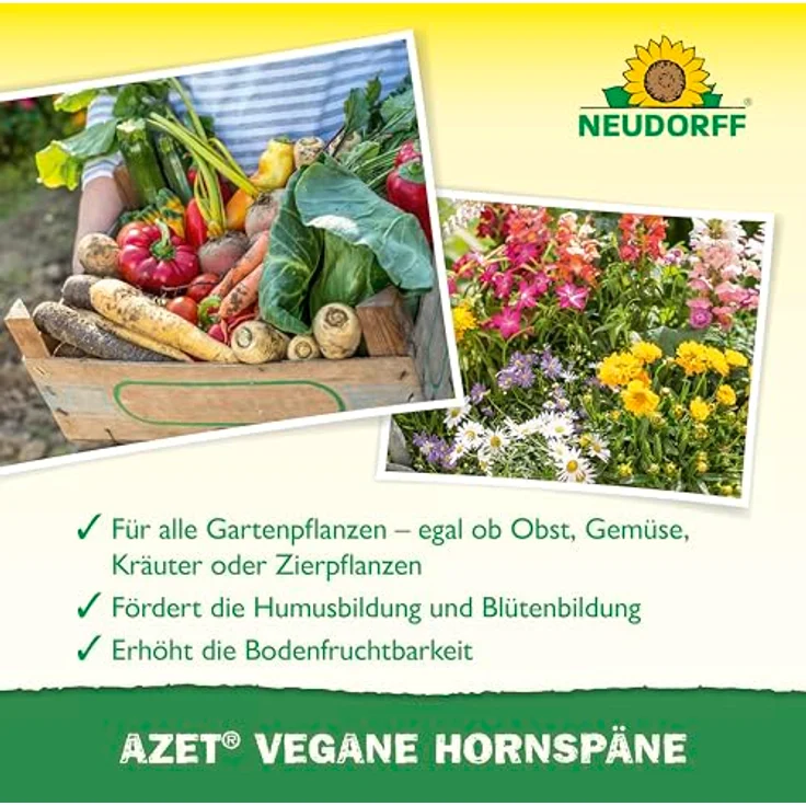 Neudorff Azet Vegane Hornspäne, 100% natürlicher Stickstoff-Langzeitdünger für alle Pflanzen, 2 kg - für schnelles Wachstum und reiche Ernte – Bild 4
