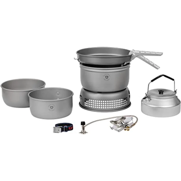 Trangia 25, Gaskocher für 3-4 Personen, mit hartanodisierten Aluminiumtöpfen und Bratpfanne, 1025 g – Bild 1